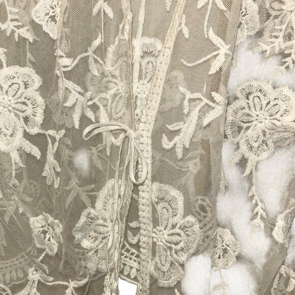 ivory floral all lace kimono top festival M - Picture 4 of 5